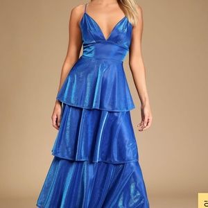 Blue Maxi Tiered Lulu Dress